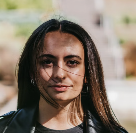 Woman outdoor portrait serious